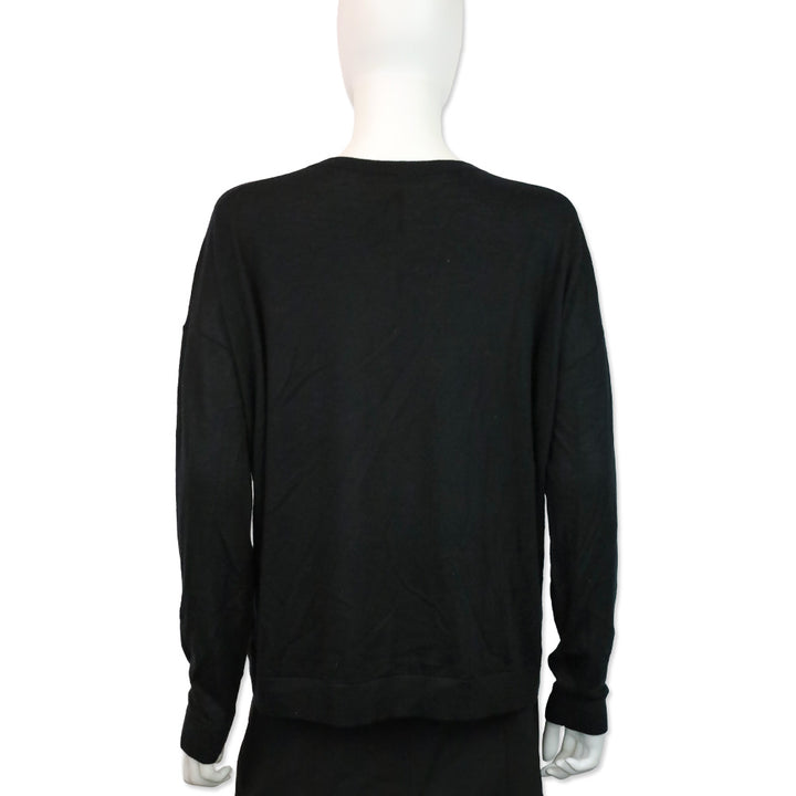 CO Black Fine Cashmere V-Neck Sweater
