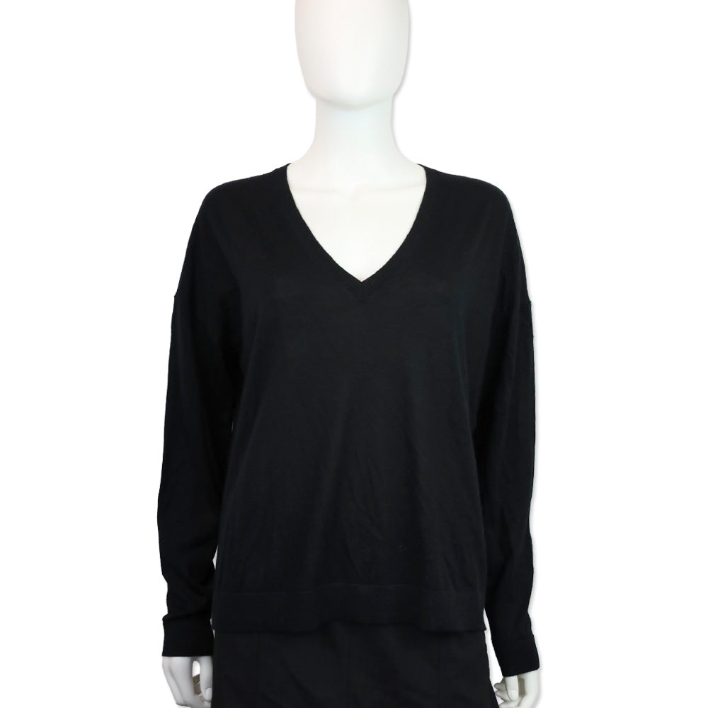 CO Black Fine Cashmere V-Neck Sweater