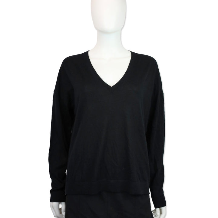 CO Black Fine Cashmere V-Neck Sweater