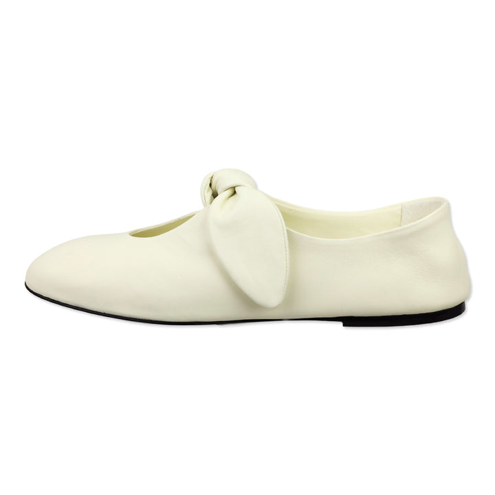 CO Ivory Nappa Leather Bow Flats