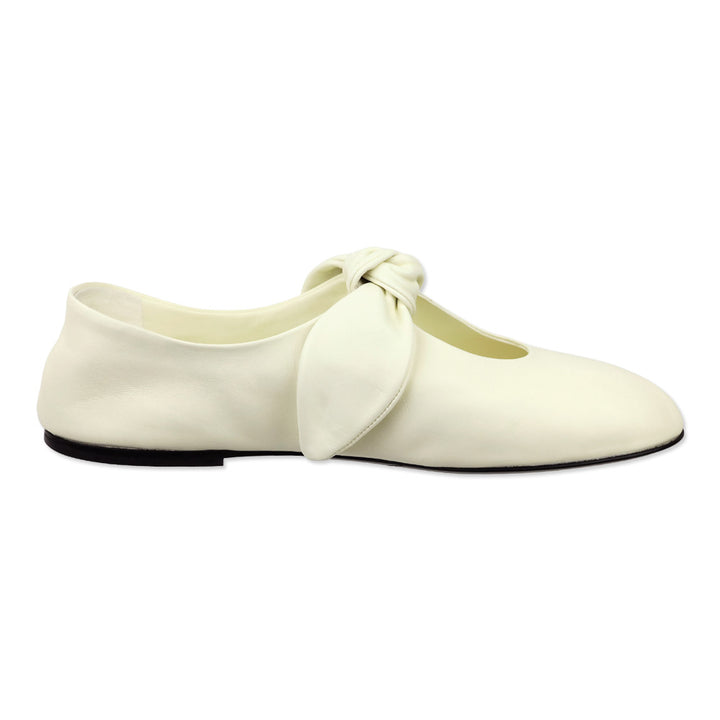 CO Ivory Nappa Leather Bow Flats