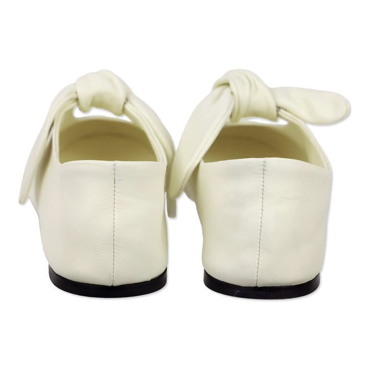 CO Ivory Nappa Leather Bow Flats