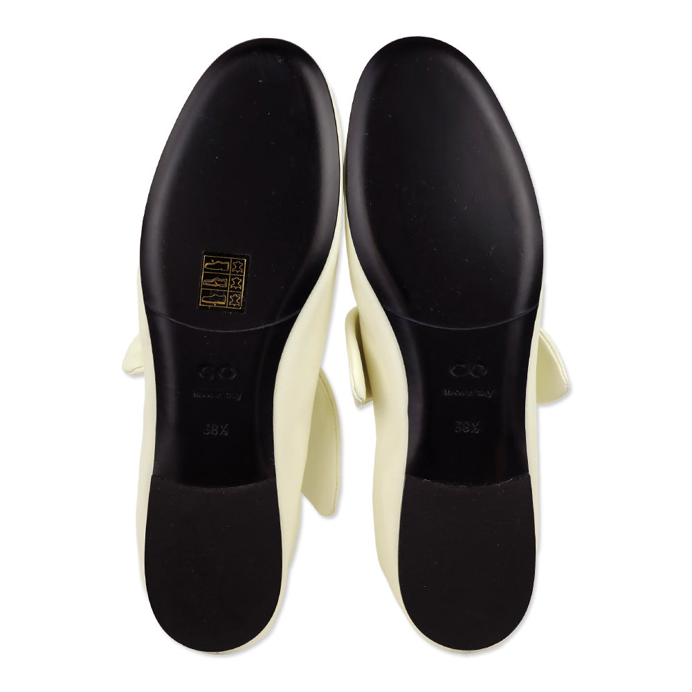CO Ivory Nappa Leather Bow Flats