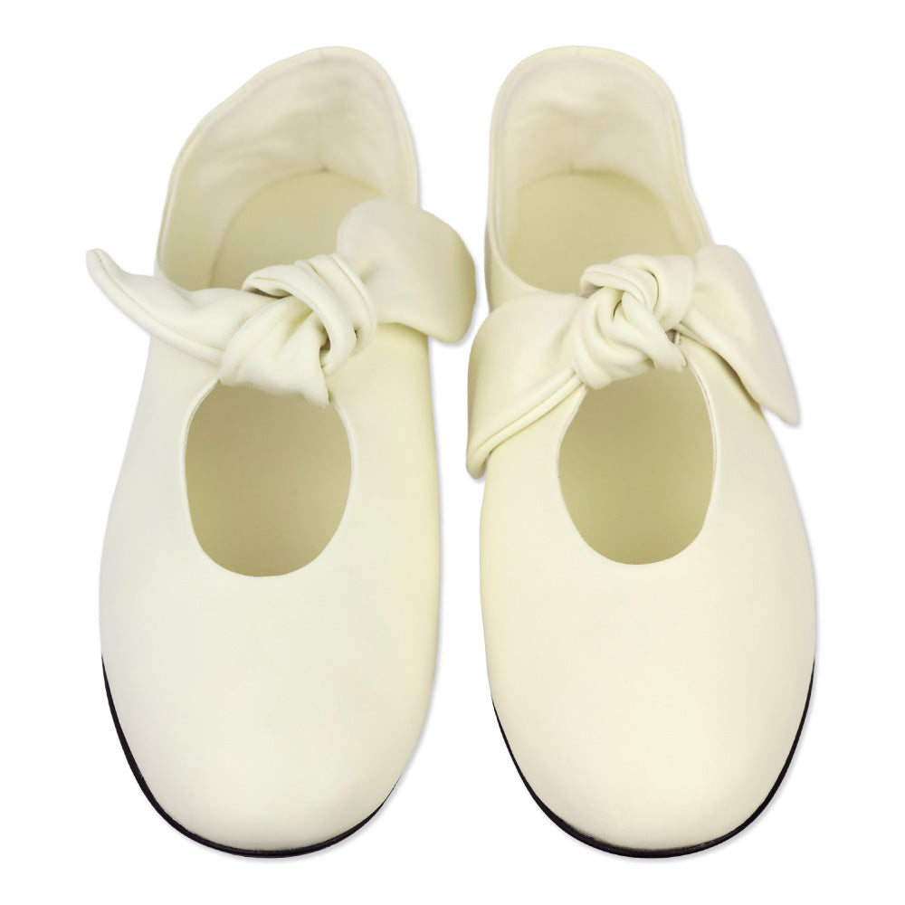 CO Ivory Nappa Leather Bow Flats