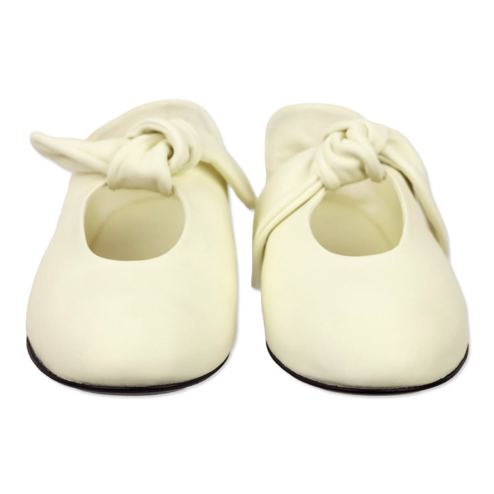 CO Ivory Nappa Leather Bow Flats