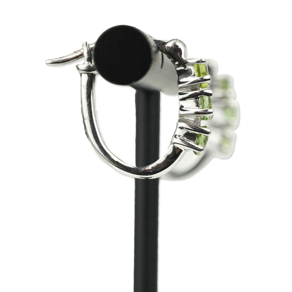 Calabar Green Tourmaline Hoop Earrings in Platinum Over Sterling Silver
