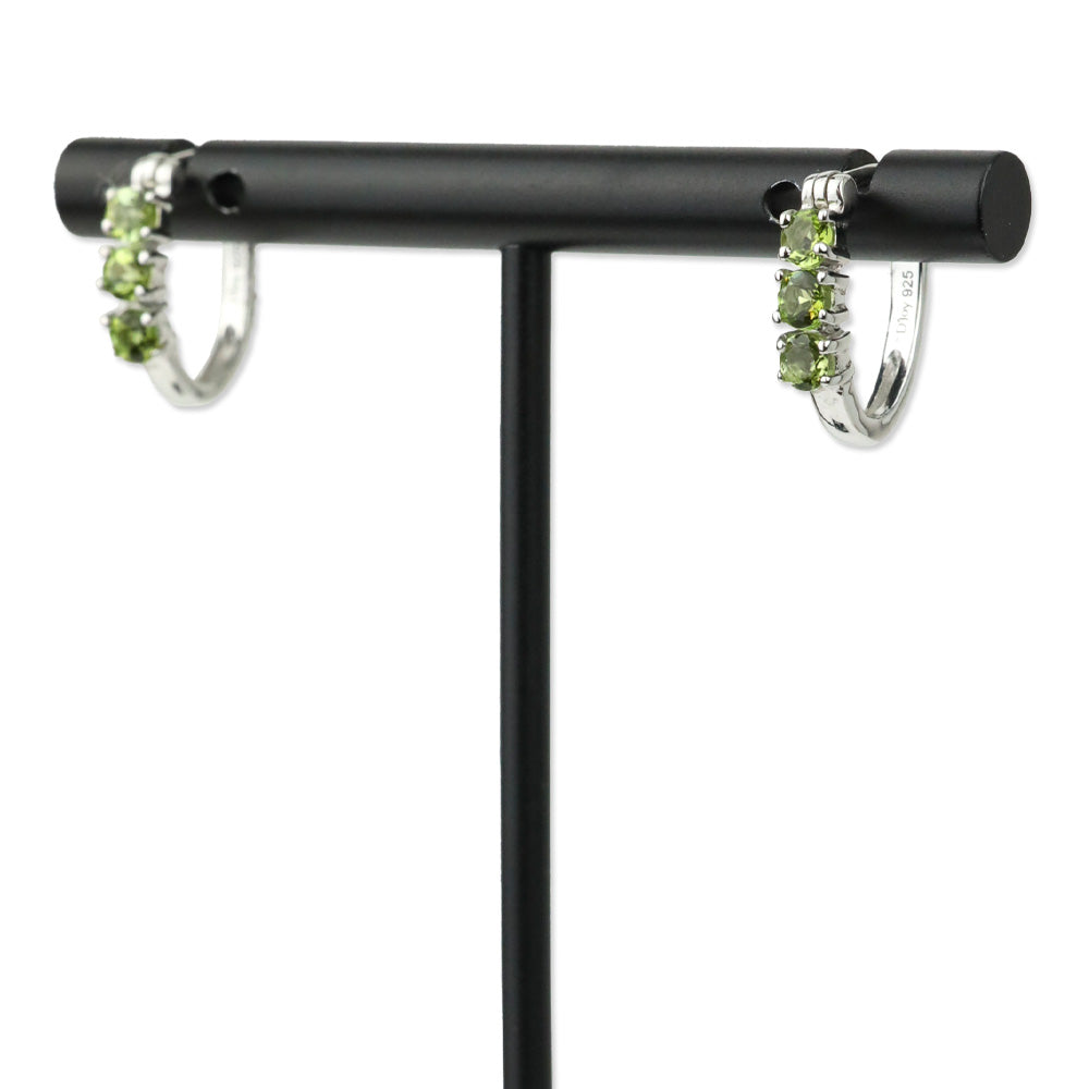 Calabar Green Tourmaline Hoop Earrings in Platinum Over Sterling Silver