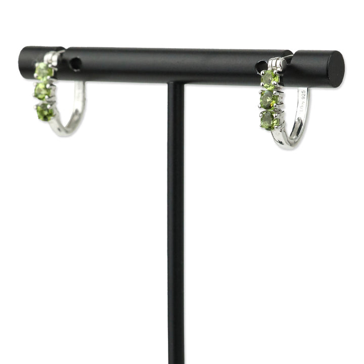 Calabar Green Tourmaline Hoop Earrings in Platinum Over Sterling Silver