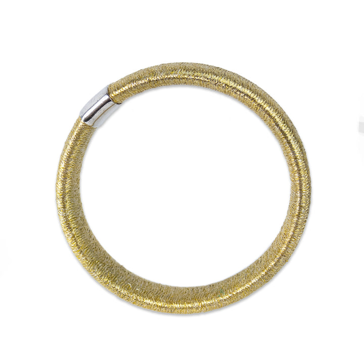 Calgaro Gold Weave Bangle with Silver Embellishment