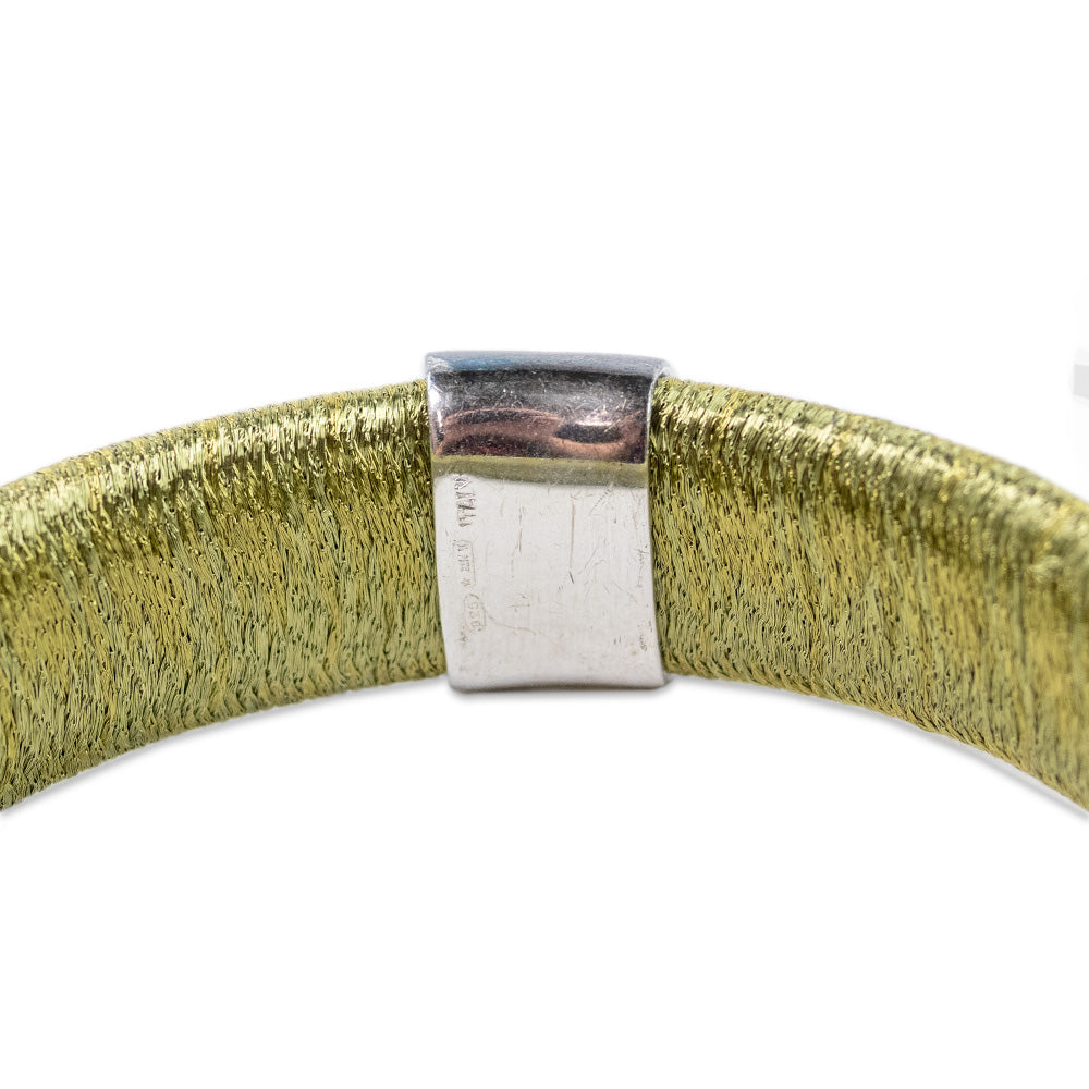 Calgaro Green Weave Bangle with Silver Embellishment