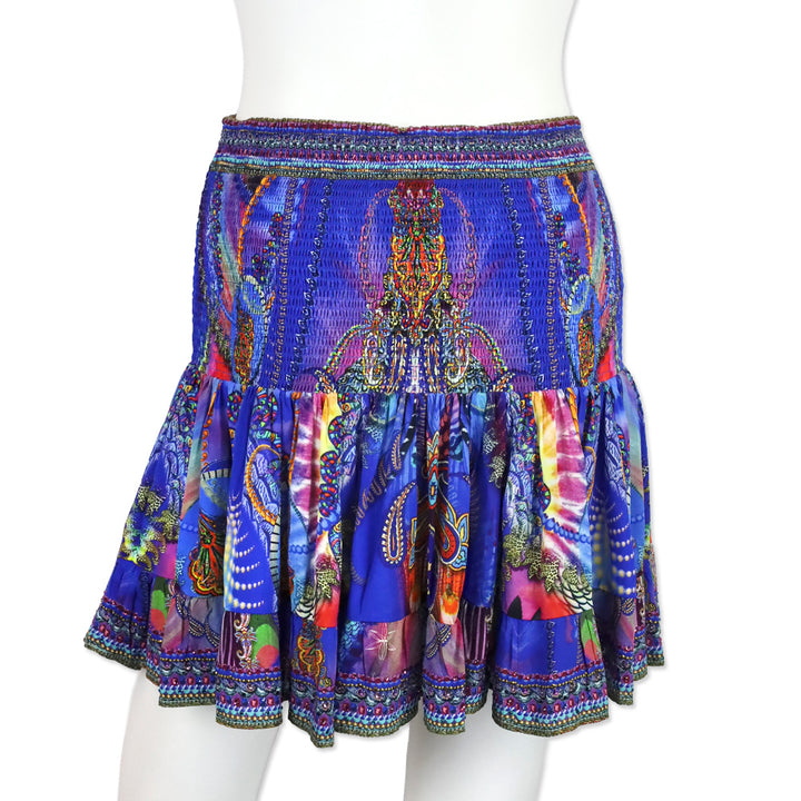 Camilla Psychedelica Print Shirred Silk Mini Skirt