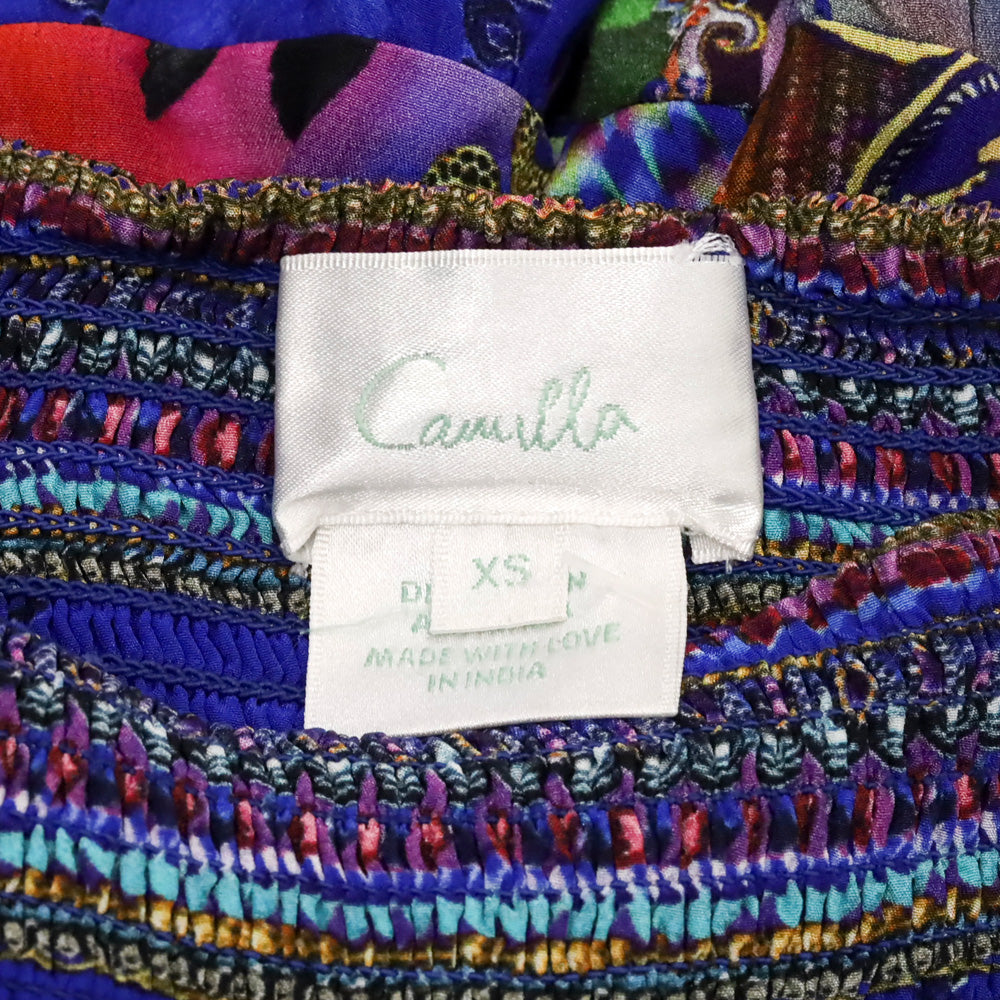 Camilla Psychedelica Print Shirred Silk Mini Skirt