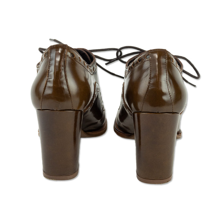 Carlo Pazolini Brown Patent Leather Lace-Up Wingtip Booties