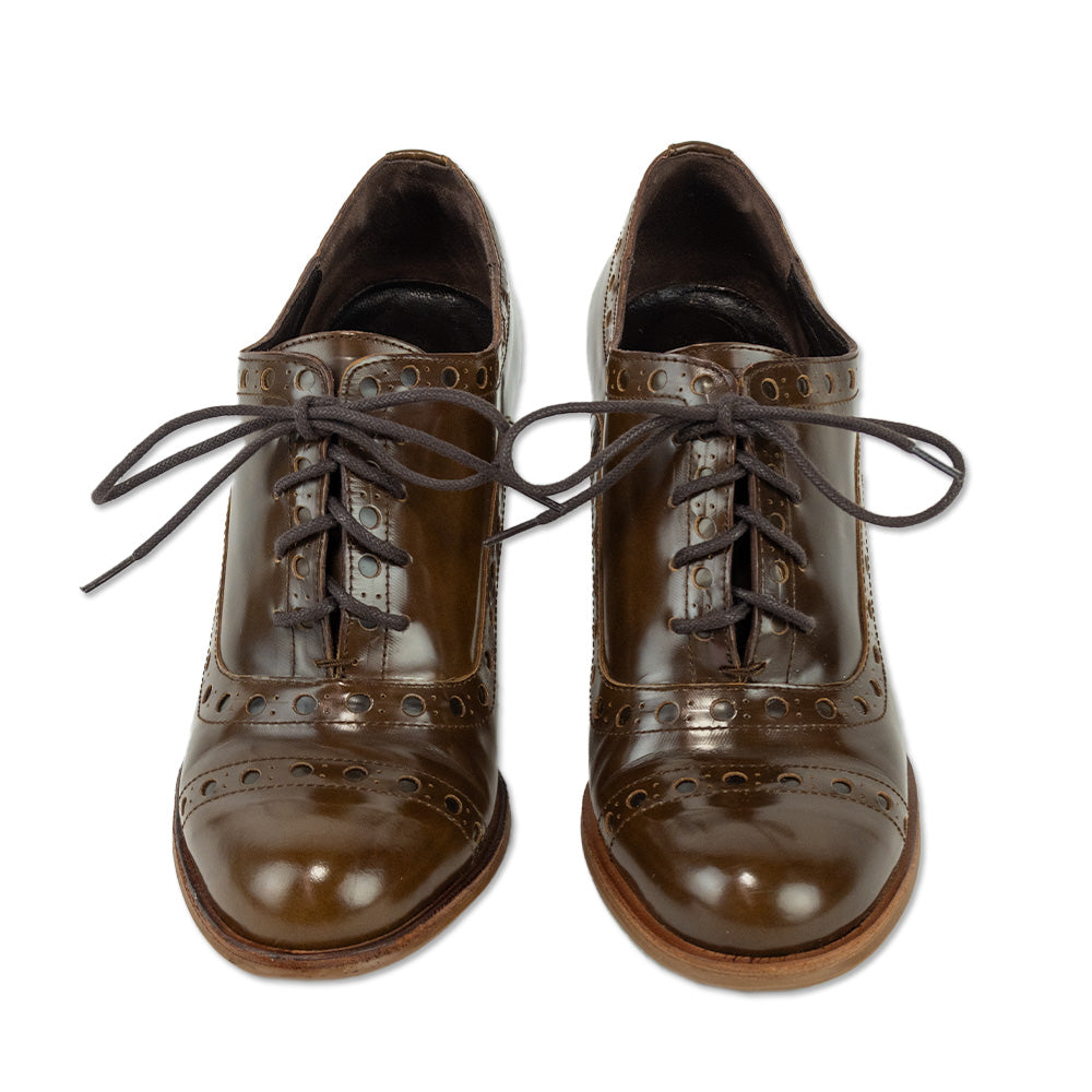 Carlo Pazolini Brown Patent Leather Lace-Up Wingtip Booties