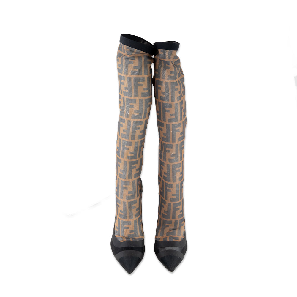 Fendi Zucca Mesh Colibri Knee High Boots