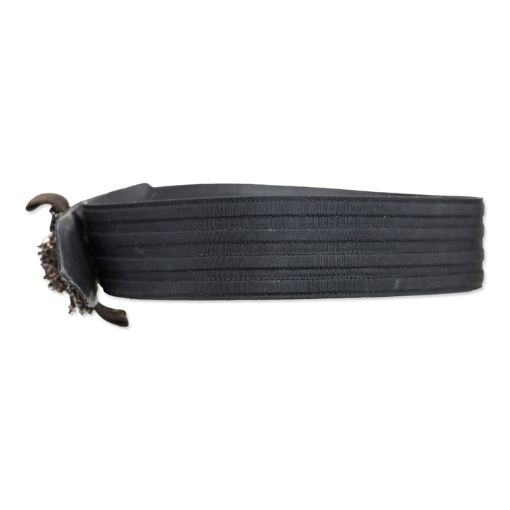Carolina Herrera Black Ribbed Grosgrain Belt with Brown Beaded Floral Appliqué