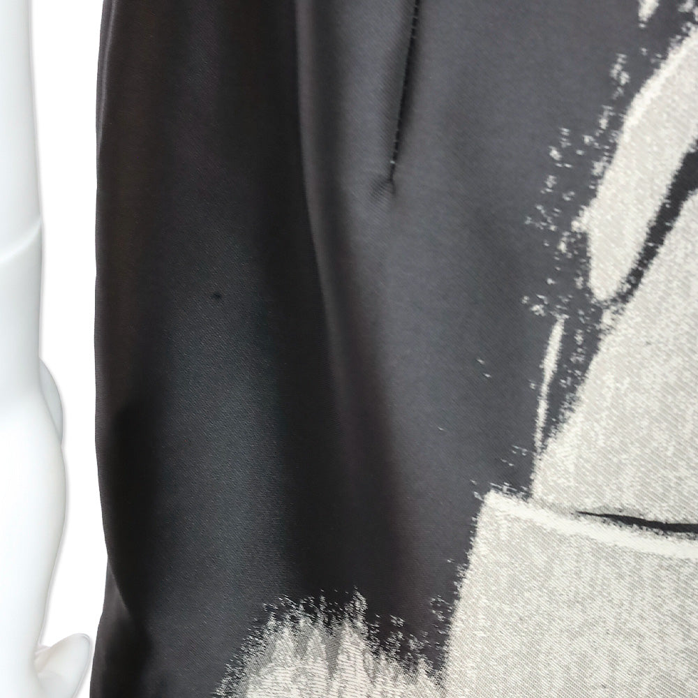 Carolina Herrera Black/Grey Abstract Print Sleeveless Midi Dress