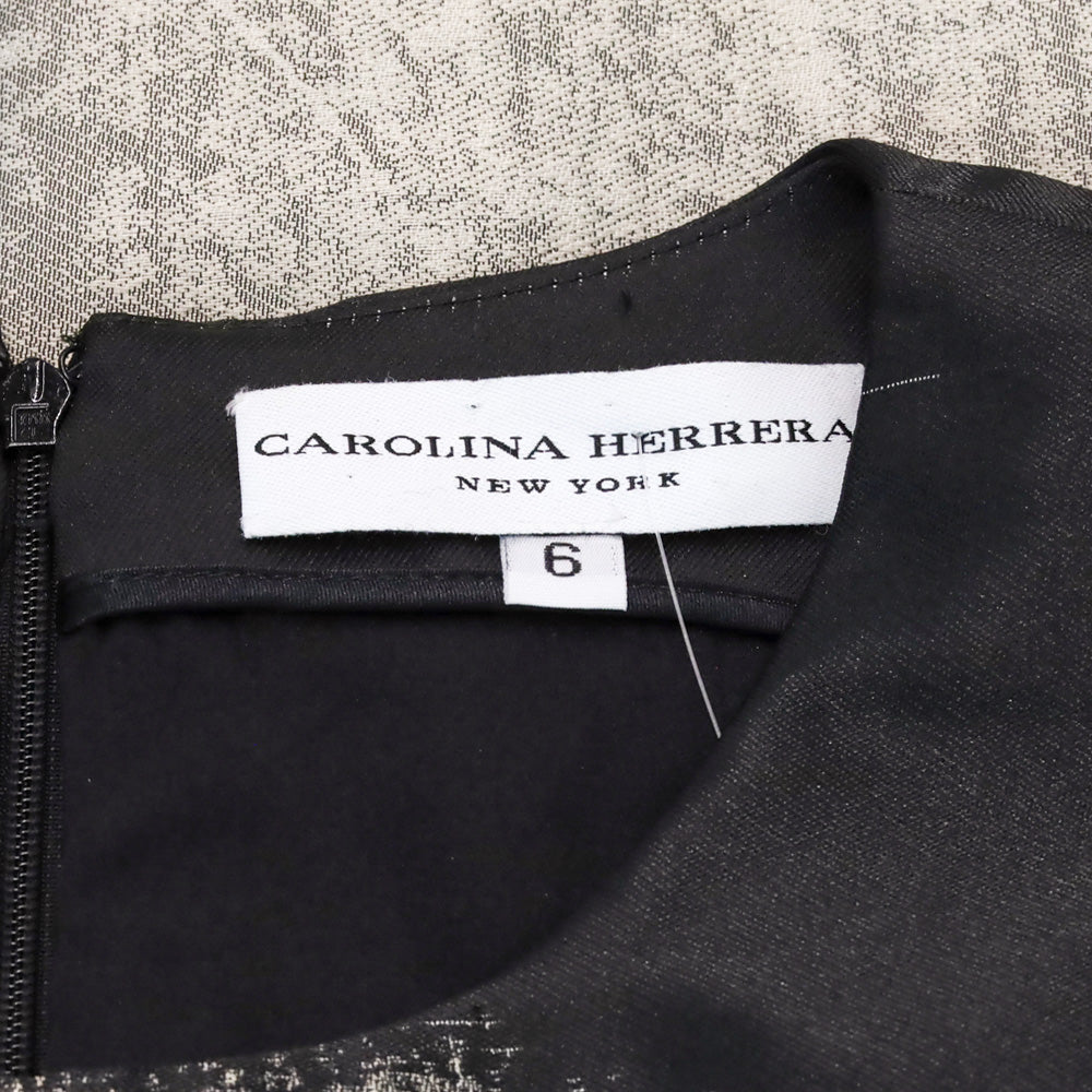 Carolina Herrera Black/Grey Abstract Print Sleeveless Midi Dress