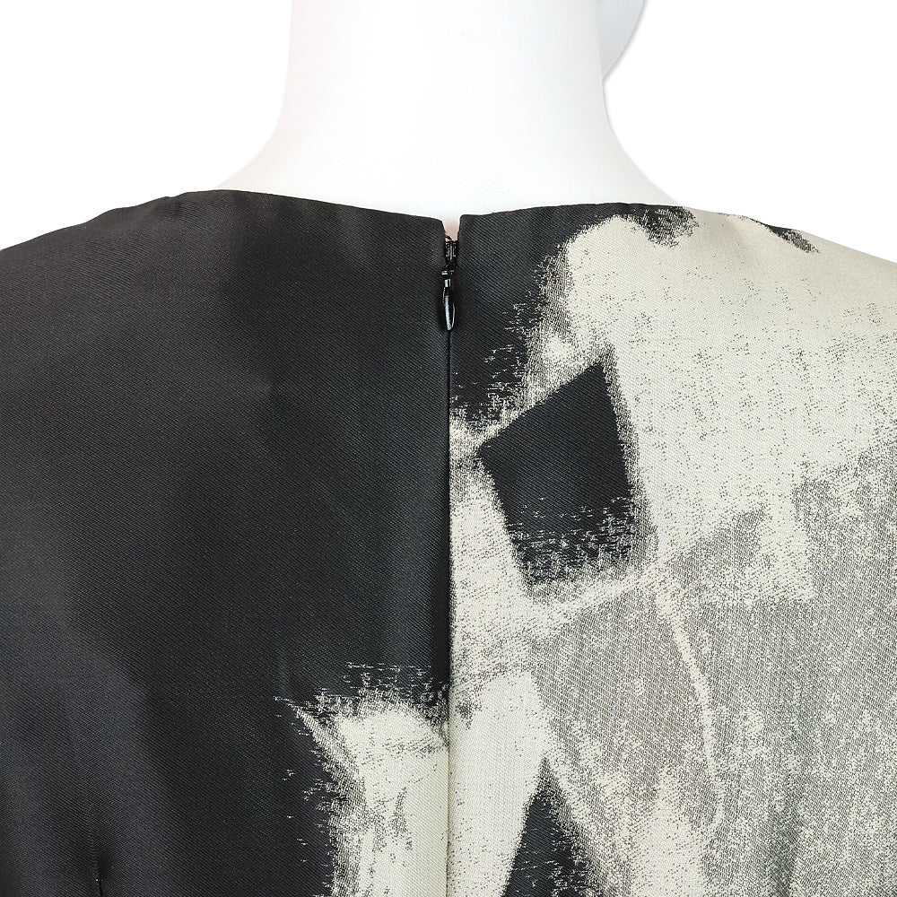 Carolina Herrera Black/Grey Abstract Print Sleeveless Midi Dress