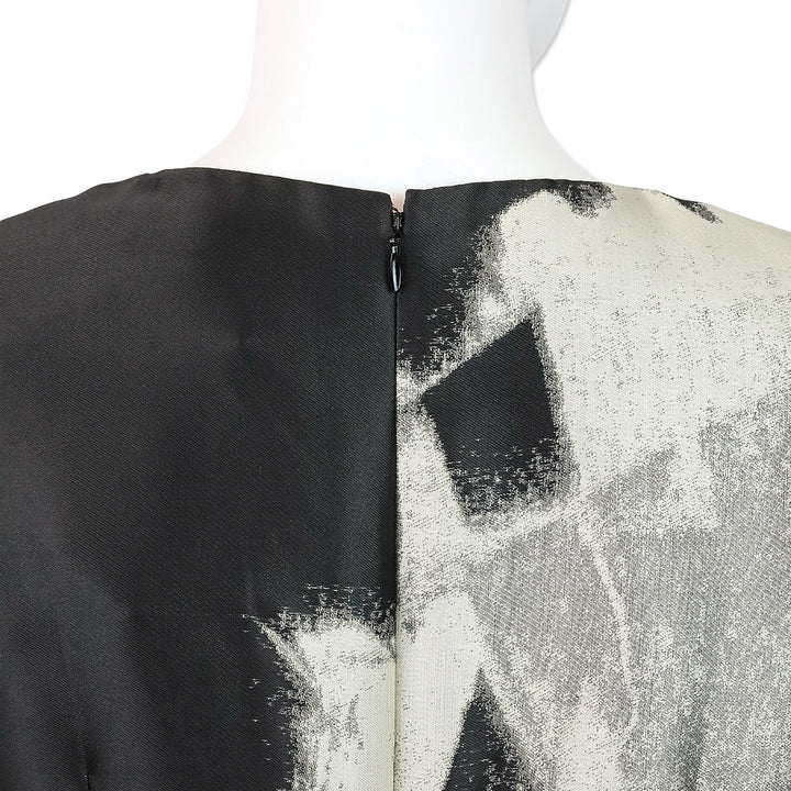 Carolina Herrera Black/Grey Abstract Print Sleeveless Midi Dress