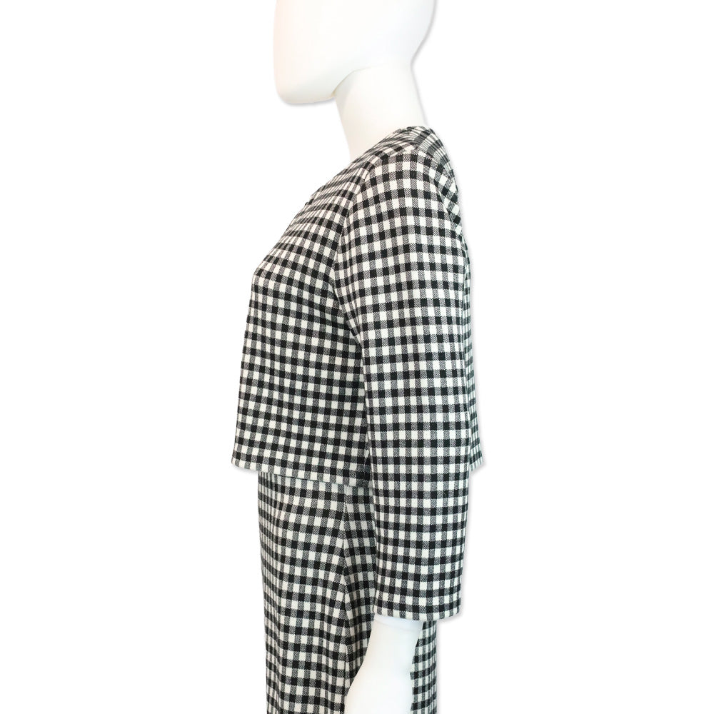 Carolina Herrera Black/White Gingham Silk Blend Jacquard Bolero Jacket