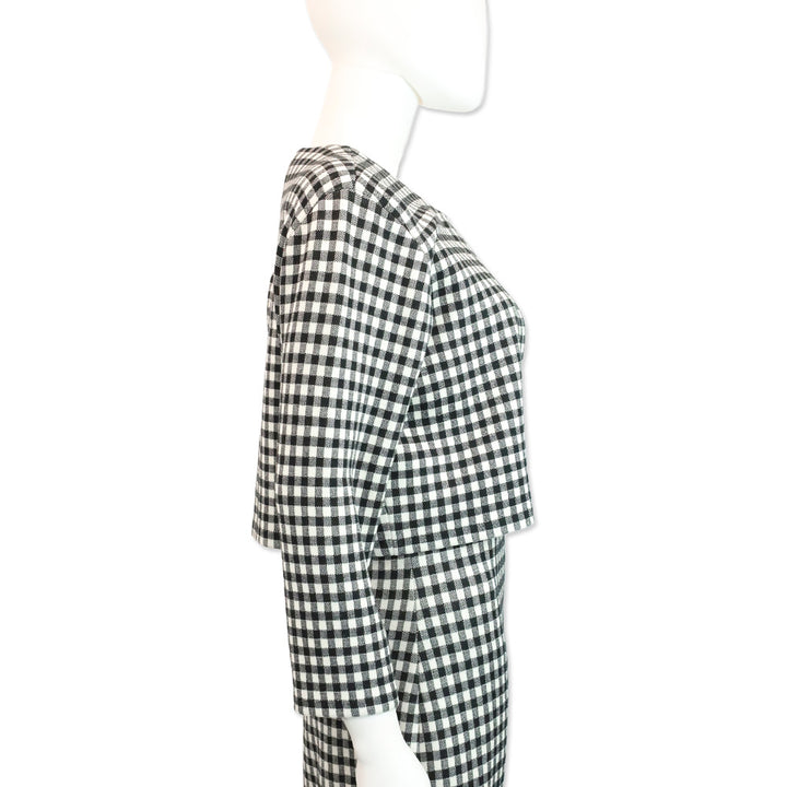 Carolina Herrera Black/White Gingham Silk Blend Jacquard Bolero Jacket