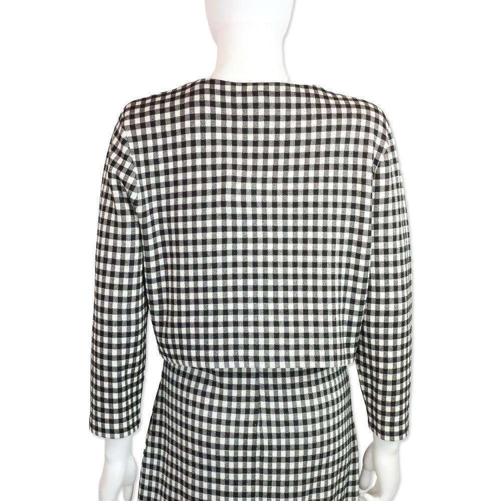 Carolina Herrera Black/White Gingham Silk Blend Jacquard Bolero Jacket