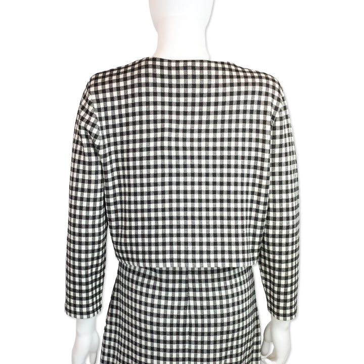 Carolina Herrera Black/White Gingham Silk Blend Jacquard Bolero Jacket