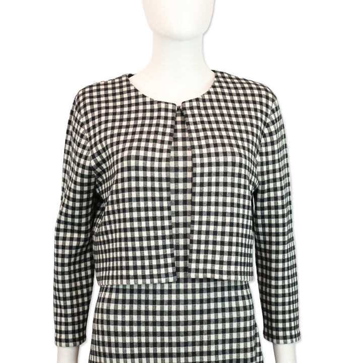 Carolina Herrera Black/White Gingham Silk Blend Jacquard Bolero Jacket