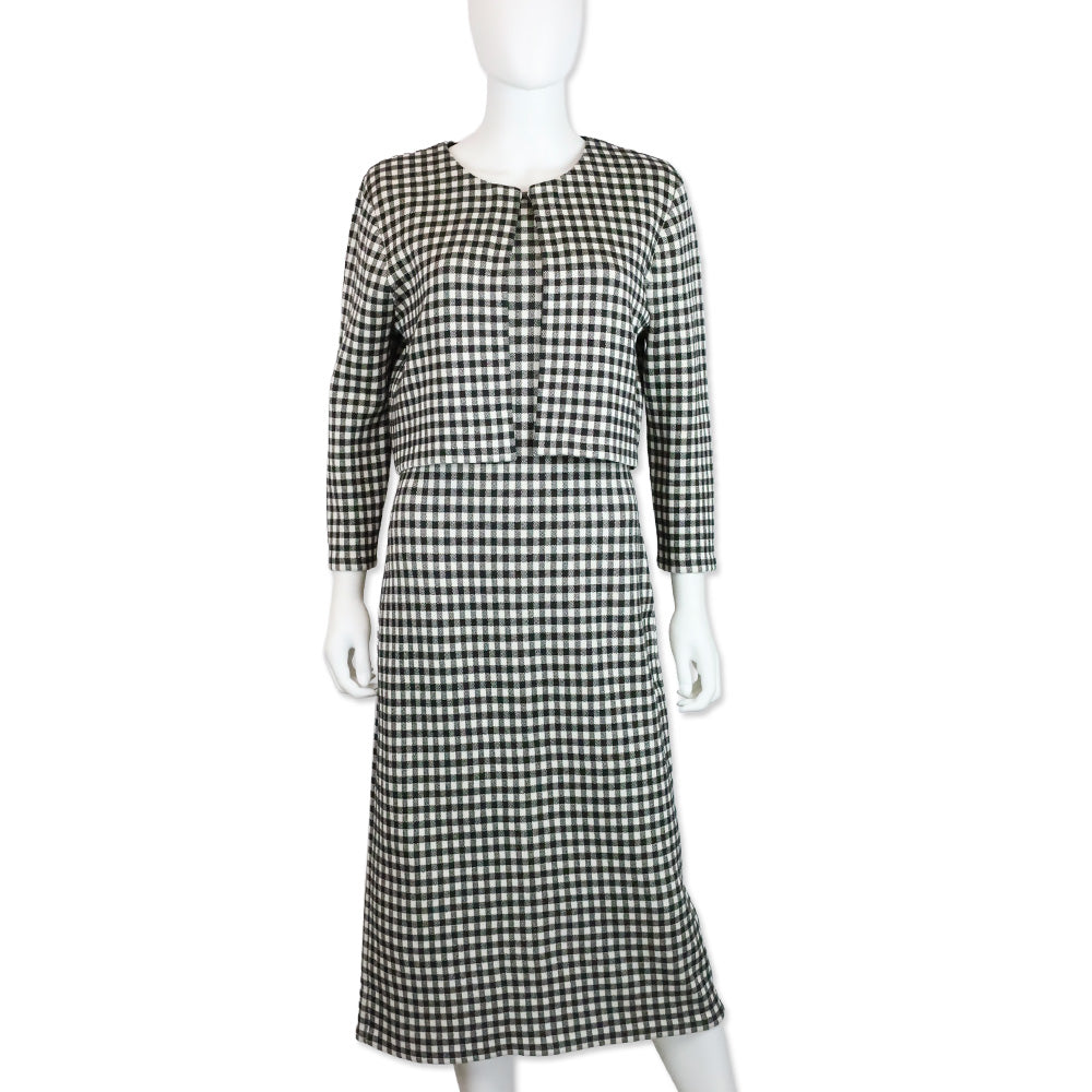 Carolina Herrera Black/White Gingham Silk Blend Jacquard Bolero Jacket