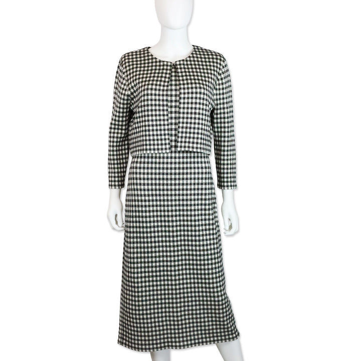 Carolina Herrera Black/White Gingham Silk Blend Jacquard Bolero Jacket