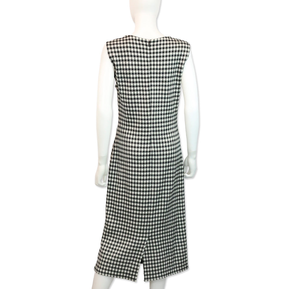 Carolina Herrera Black/White Gingham Silk Blend Jacquard Dress