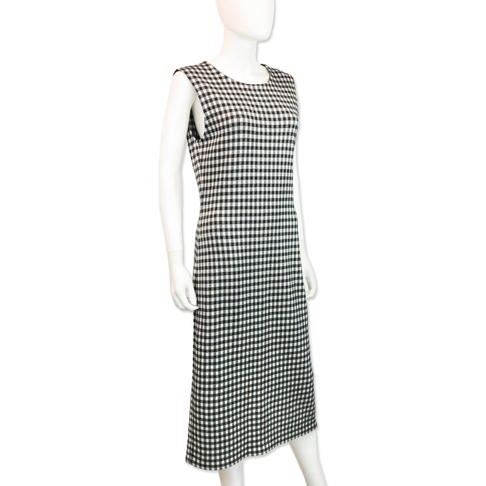Carolina Herrera Black/White Gingham Silk Blend Jacquard Dress