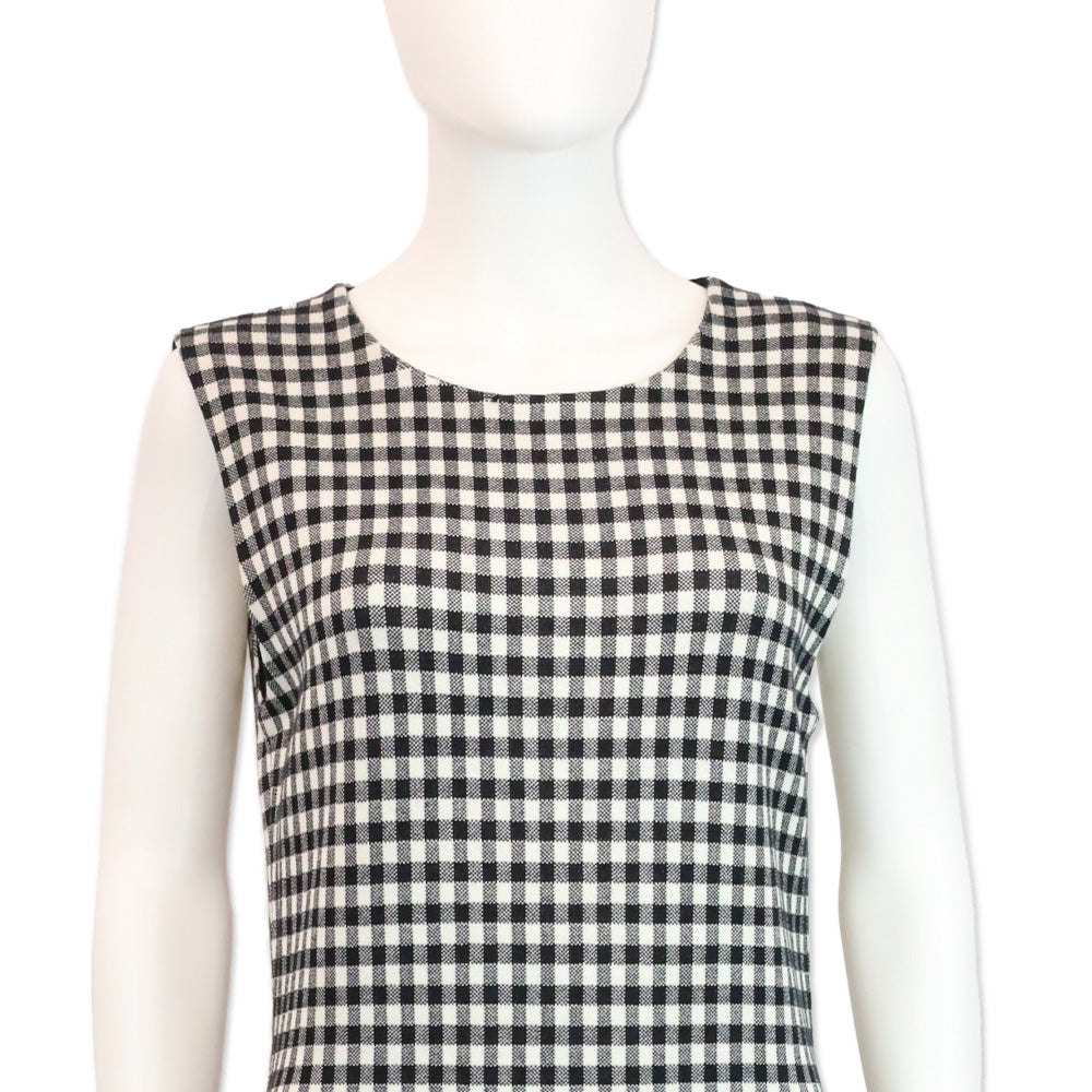 Carolina Herrera Black/White Gingham Silk Blend Jacquard Dress