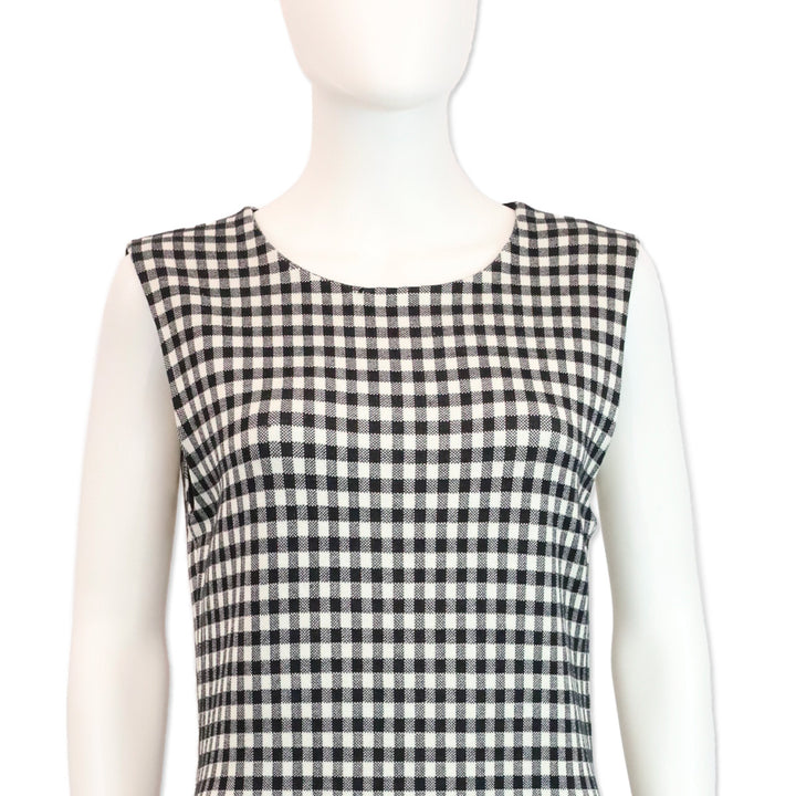 Carolina Herrera Black/White Gingham Silk Blend Jacquard Dress