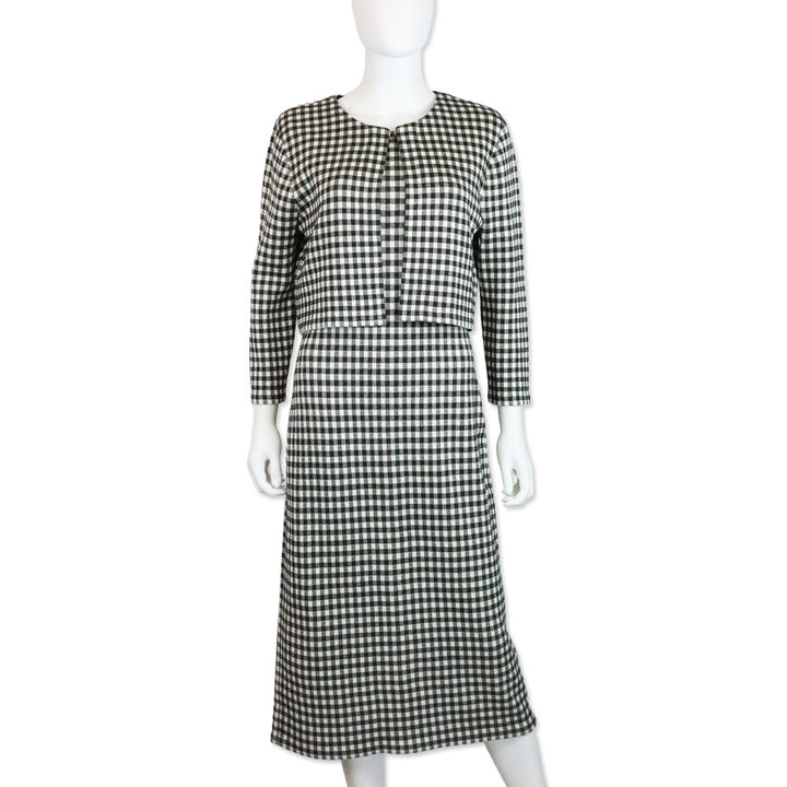 Carolina Herrera Black/White Gingham Silk Blend Jacquard Dress