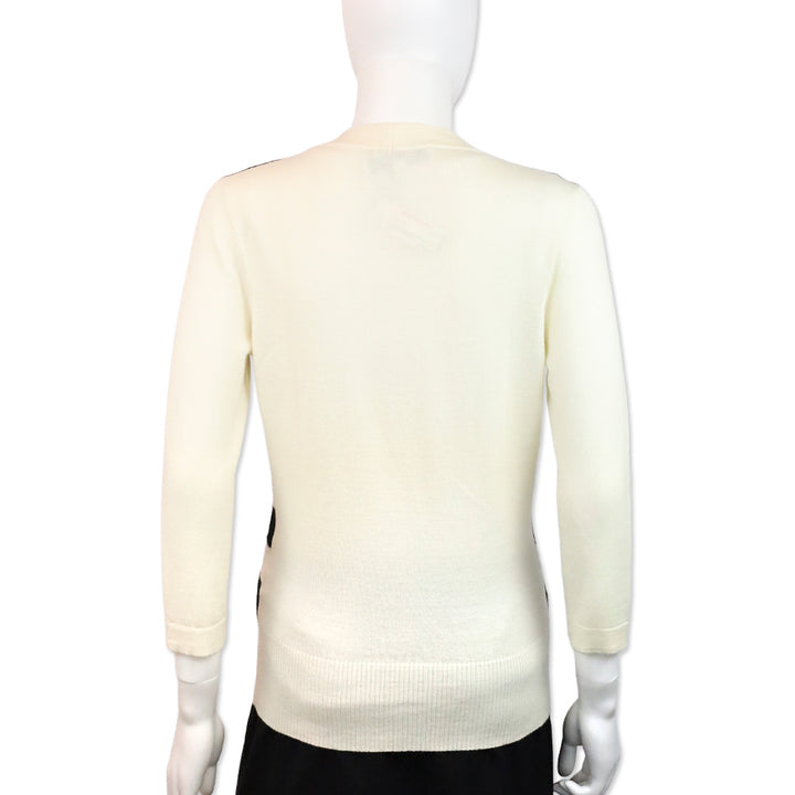 Carolina Herrera Black/White Stripe V-Neck Cardigan