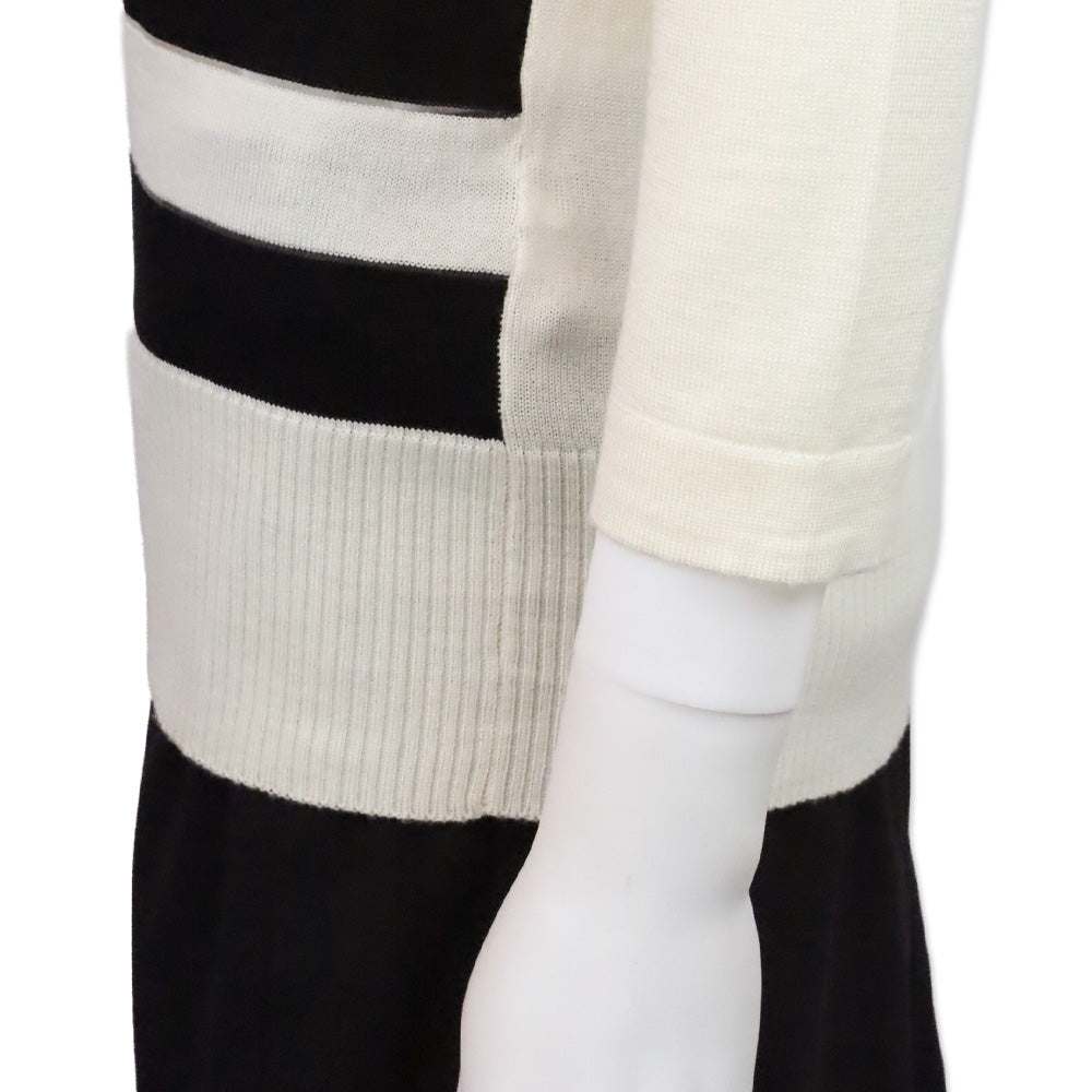 Carolina Herrera Black/White Stripe V-Neck Cardigan