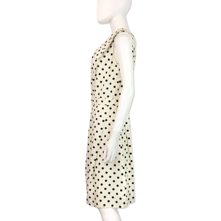 Carolina Herrera Off White/Black Polka Dot Cotton One-Shoulder Midi Dress