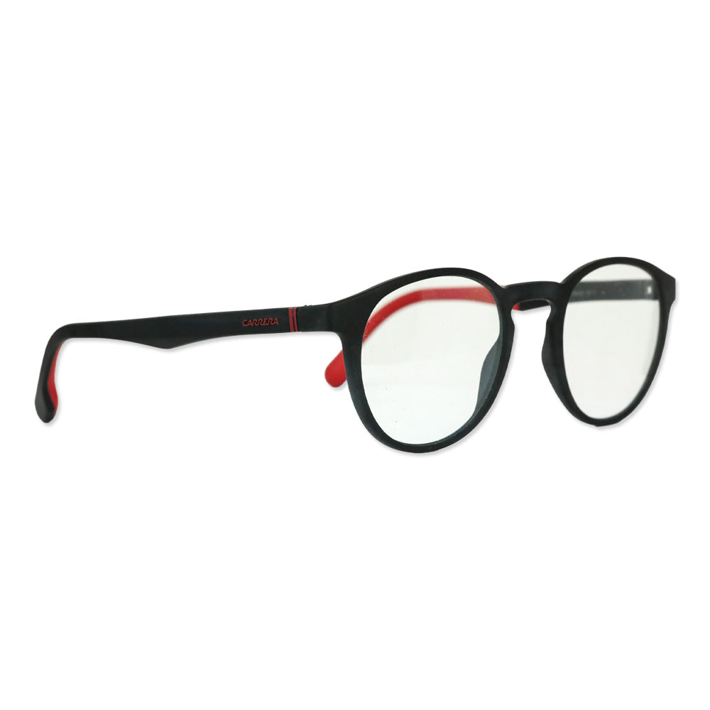 Carrera Matte Black Red Round Glasses with Clip On