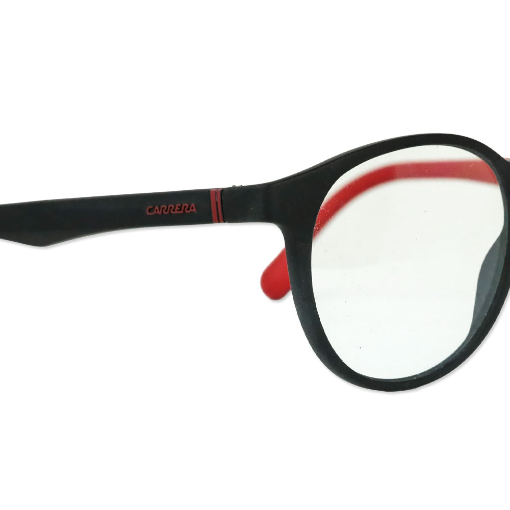 Carrera Matte Black Red Round Glasses with Clip On