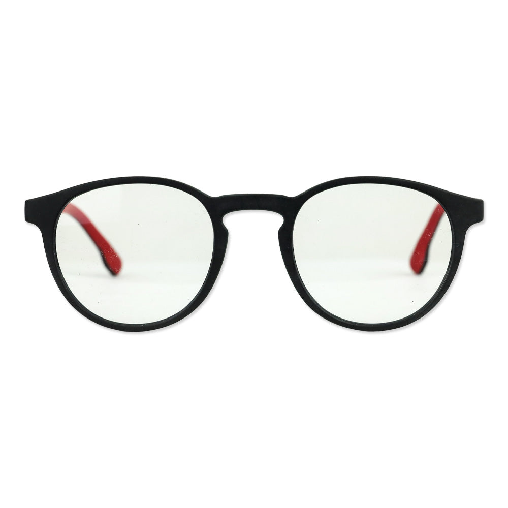 Carrera Matte Black Red Round Glasses with Clip On