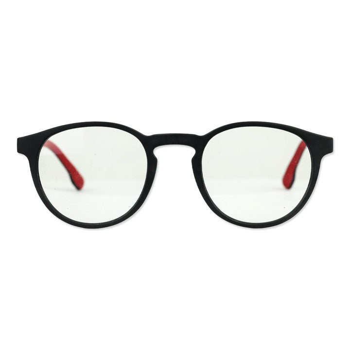 Carrera Matte Black Red Round Glasses with Clip On