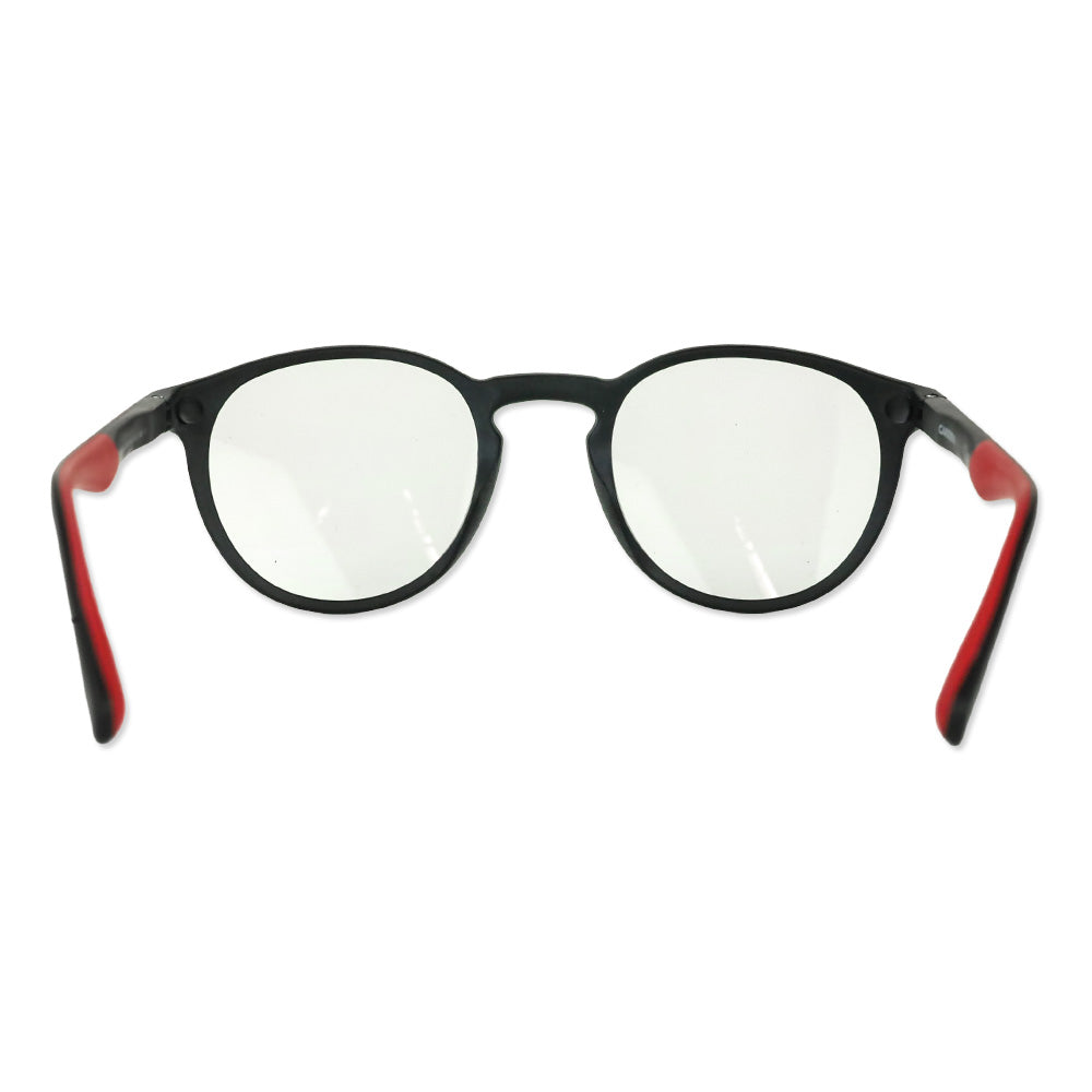 Carrera Matte Black Red Round Glasses with Clip On