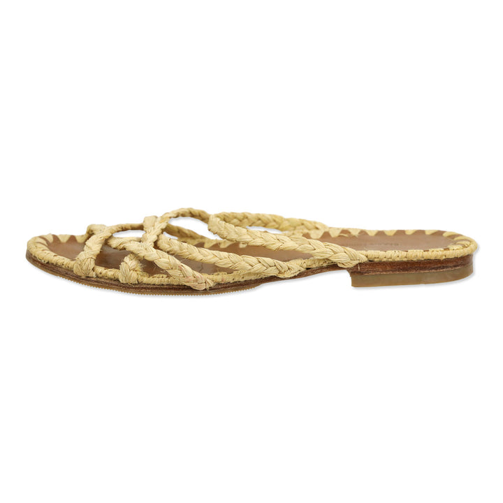 Carrie Forbes Woven Raffia Strappy Slide Sandal