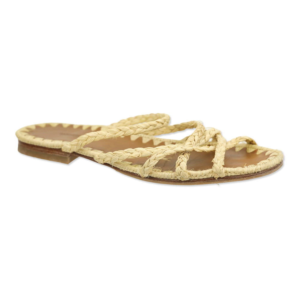 Carrie Forbes Woven Raffia Strappy Slide Sandal