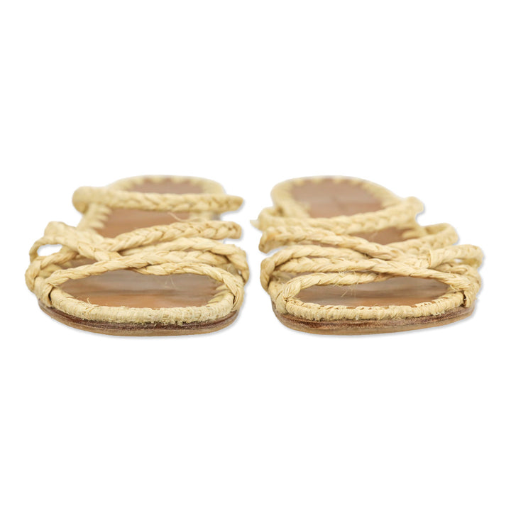 Carrie Forbes Woven Raffia Strappy Slide Sandal