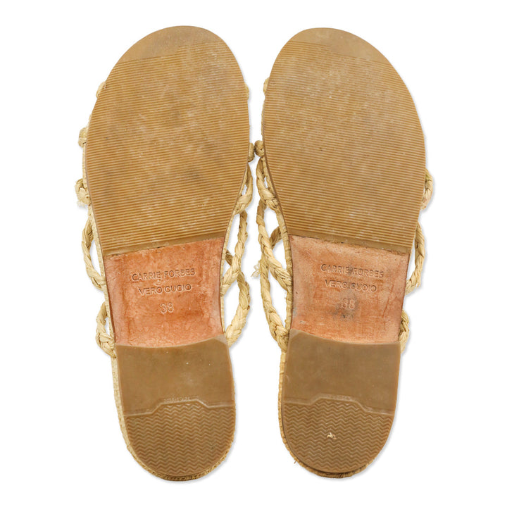 Carrie Forbes Woven Raffia Strappy Slide Sandal