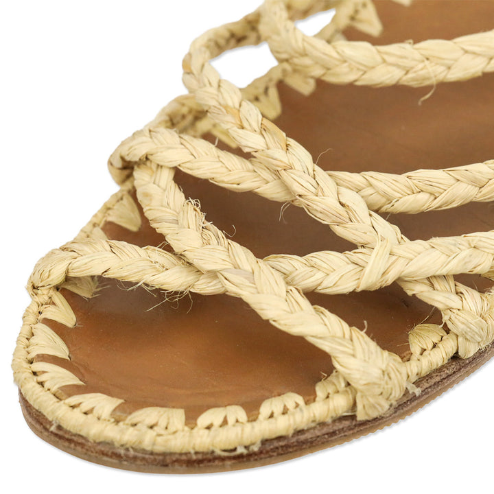 Carrie Forbes Woven Raffia Strappy Slide Sandal