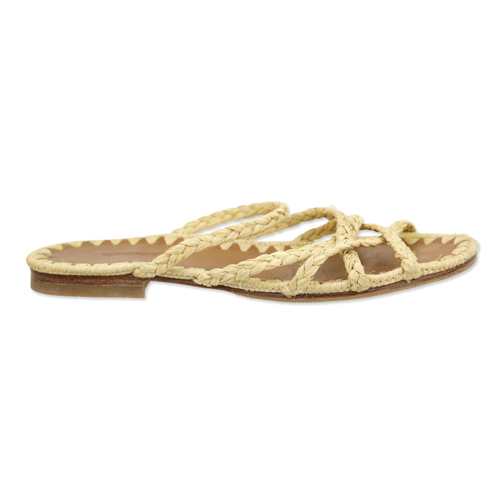 Carrie Forbes Woven Raffia Strappy Slide Sandal
